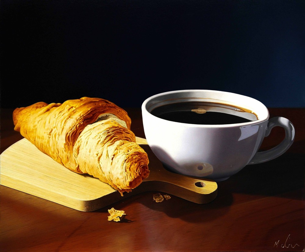 British Artist MICHAEL DE BONO - Coffee and Croissant