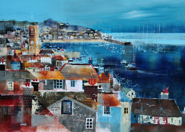 NAGIB KARSAN - view to the pier, st ives
