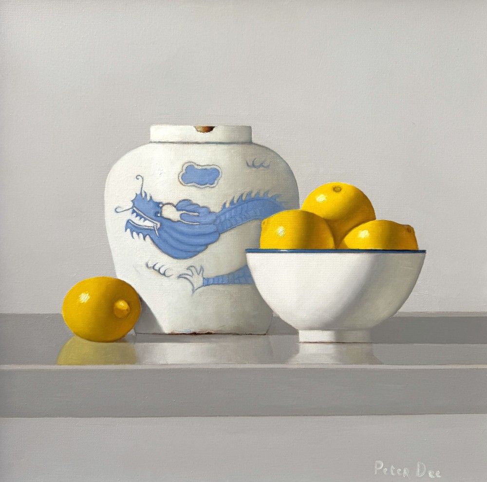 Dragon Vase with Bowl of Lemons