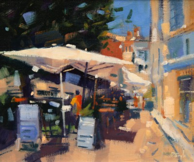 British Artist PETER FOYLE - Street Cafe, Tourettes sur Loup