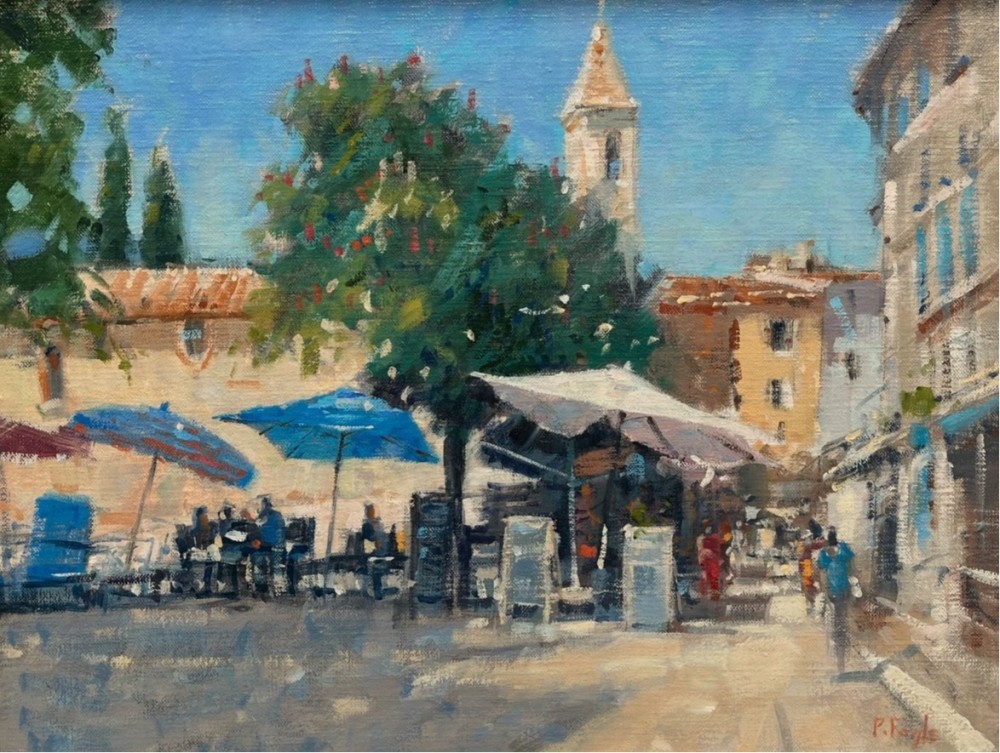 British Artist PETER FOYLE - Parasols, Tourrettes-sur-Loup