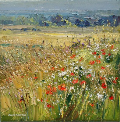 REX PRESTON - edge of a barley field, norfolk coast 