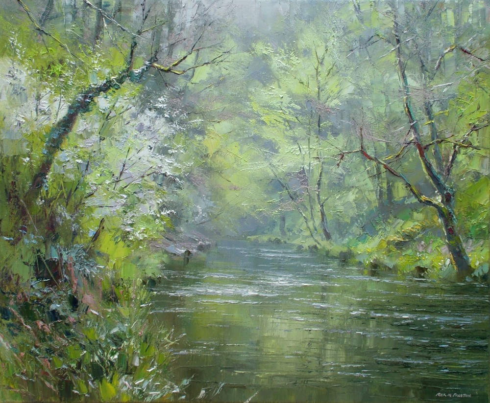 British Artist REX PRESTON - Spring Blossom, Chee Dale