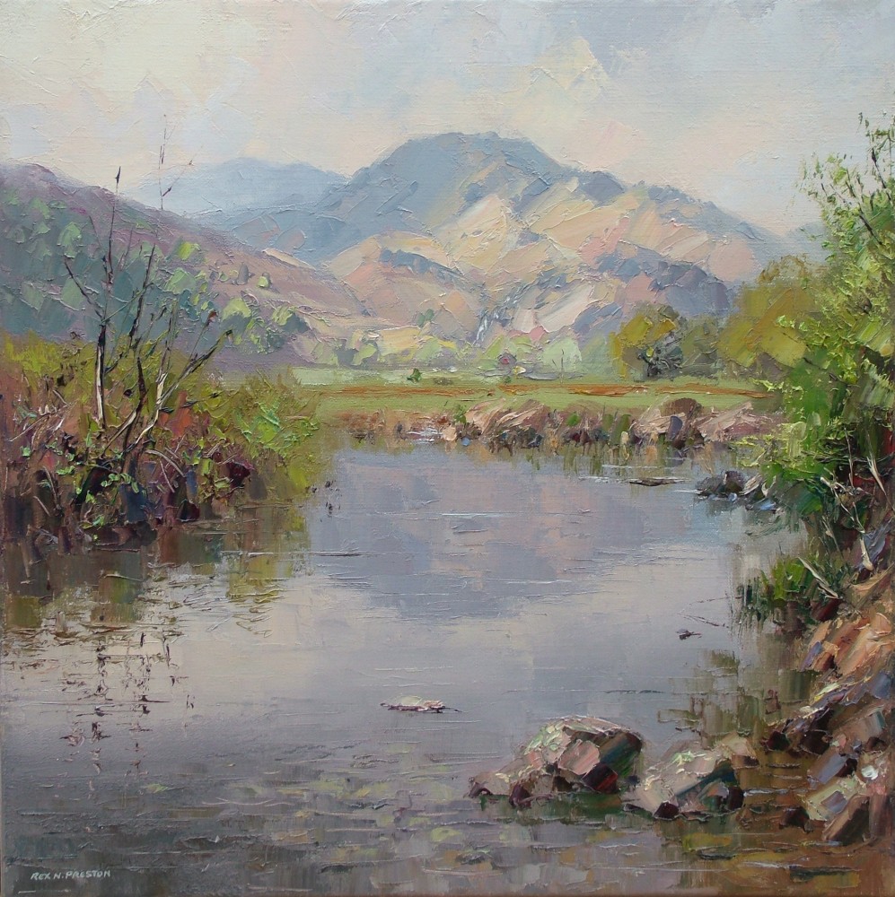 British Artist REX PRESTON - Reflections, Easedale Beck, near Grasmere