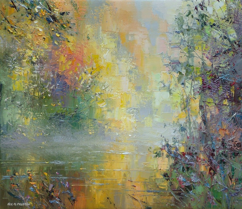 British Artist REX PRESTON - Shades of Autumn, Monsal Dale