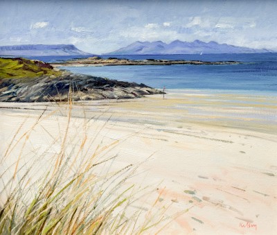 Yacht sailing off Rum