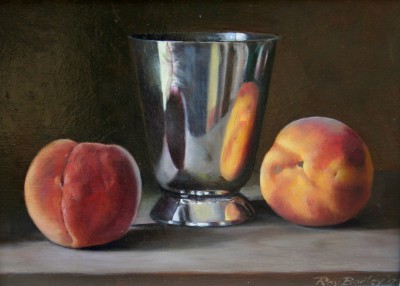 ROY BARLEY - silver cup with two peaches 