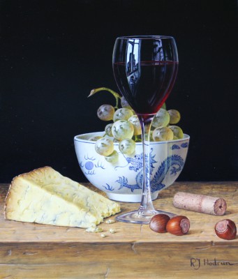 ROY HODRIEN - red wine with stilton and chinese bowl