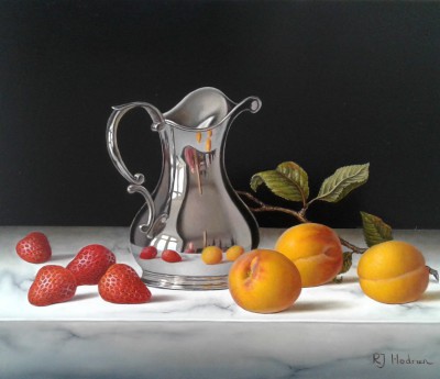 ROY HODRIEN - silver jug with apricots