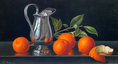 ROY HODRIEN - mandarins with silver jug