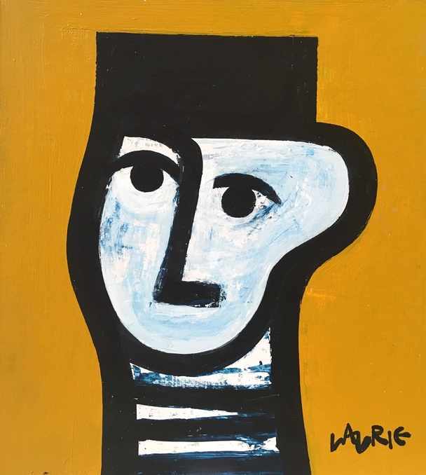 Simon Laurie - porter head on yellow
