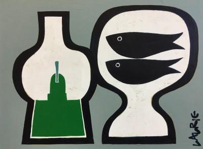 Scottish Artist SIMON LAURIE - Green Lamp and Fish