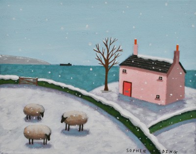 Pink House, Tree and Sheep