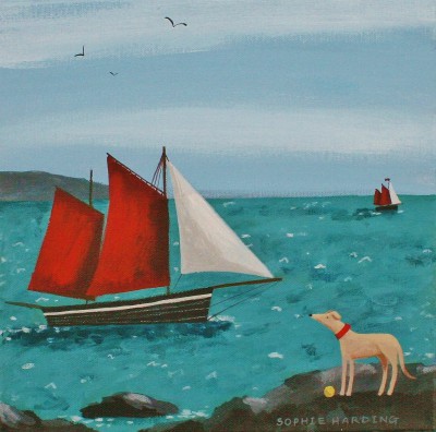 SOPHIE HARDING - whippet, ball and boat