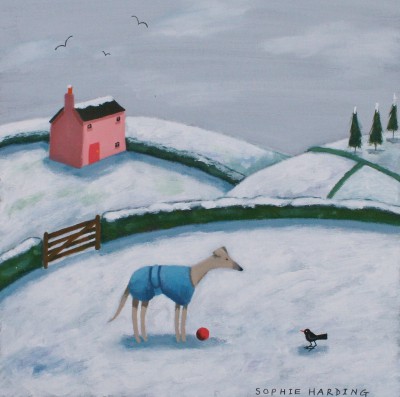 Whippet, Ball and Blackbird