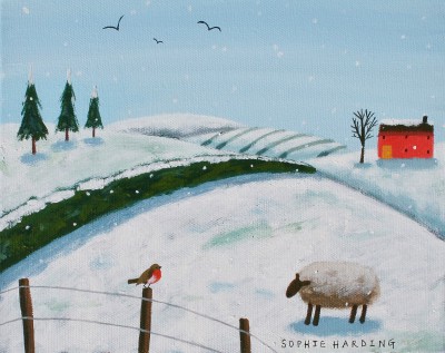Sheep, Robin and Red House