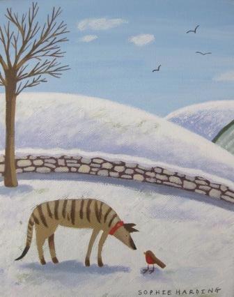 SOPHIE HARDING - whippet and robin