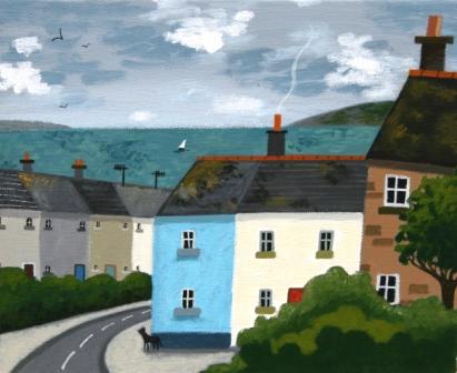 Terraced Cottages and Black Cat