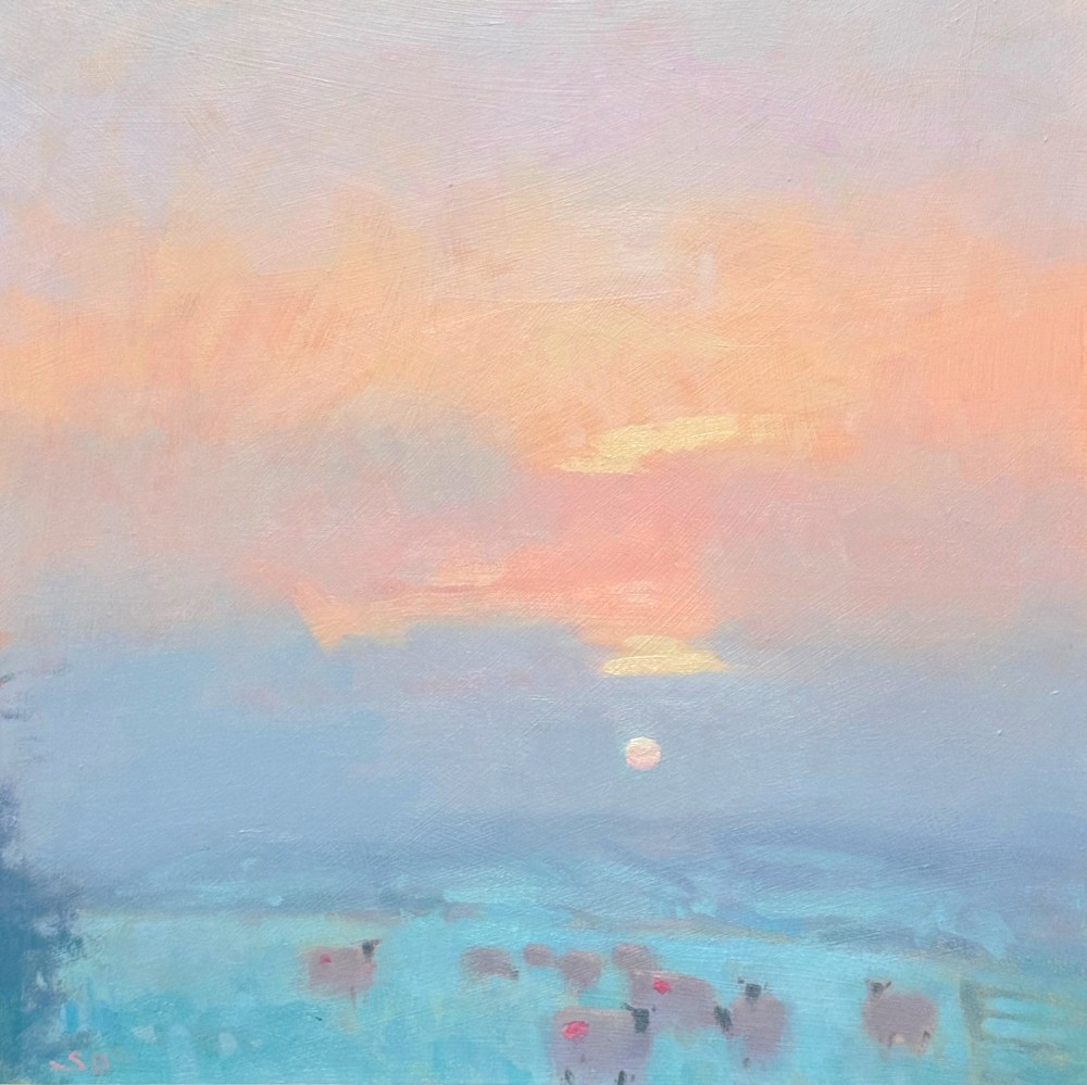 British Artist STEPHEN BROWN - Sunset Frost and Mist