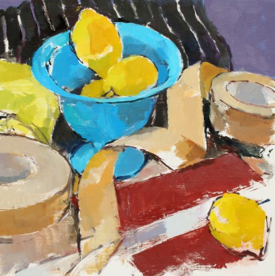 Lemons and Blue Bowl