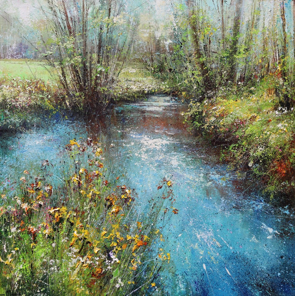 British Artist STEVEN MCLOUGHLIN - Irises by the Stream