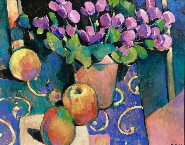 TERENCE CLARKE - still life with cyclamen