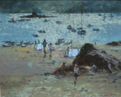 TINA MORGAN - playing near a rock, salcombe