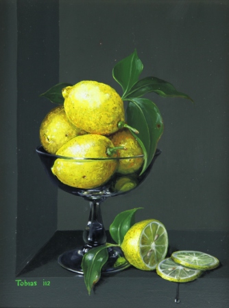 Lemons in a Glass Dish