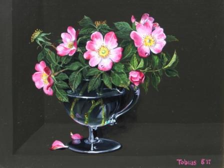 Dog Roses in a Custard Glass