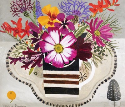 VANESSA BOWMAN - summer flowers in striped cup 