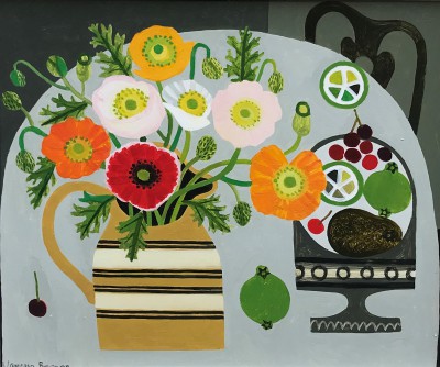 VANESSA BOWMAN - poppies in striped jug