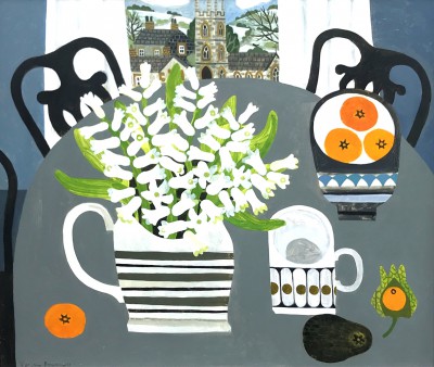 VANESSA BOWMAN - white hyacinths and tangerines