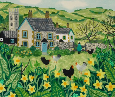 VANESSA BOWMAN - daffodils and hens