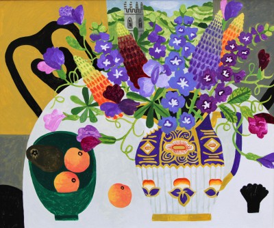 Peaches and Summer Border Flowers