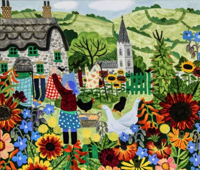 Geese and Washing Line 