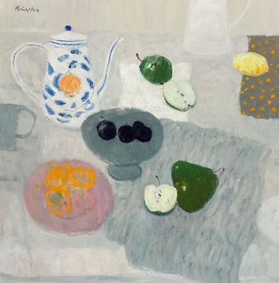 JOHN KINGSLEY - still life with coffee pot and fruit