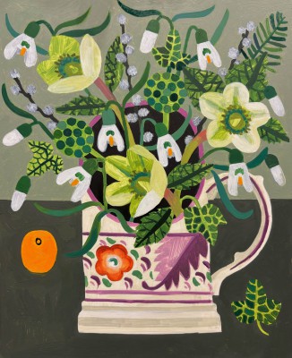 VANESSA BOWMAN - white winter flowers in lustreware cup