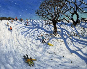 British Artist Andrew Macara - Fun day Sledging, Peak District