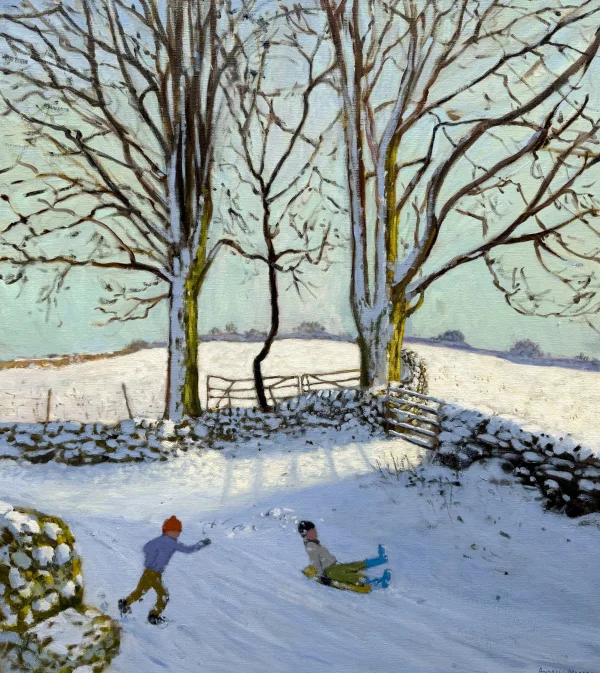 British Artist ANDREW MACARA - Large Trees and Sledgers