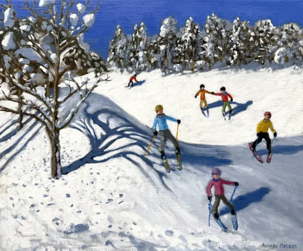 British Artist Andrew Macara - Alpine Skiers, Les Arcs, France 