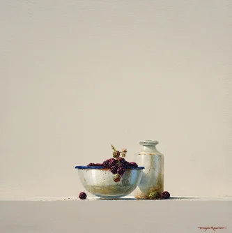 Blackberries and Glazed Pot