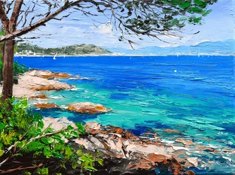 British Artist COLIN CARRUTHERS - Sailing Boat, The Riviera