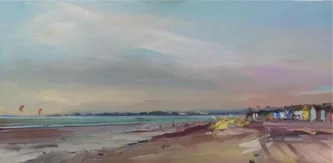 Kite surfers and Beach Huts