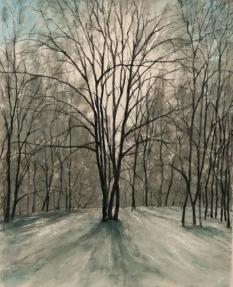 Scottish Artist DONALD PROVAN - Winter Forest Light
