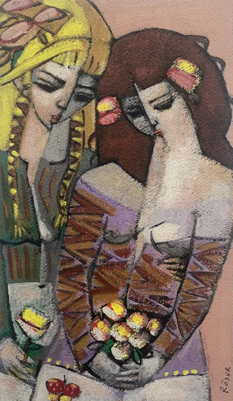 British Artist ENDRE RODER - Two Girls
