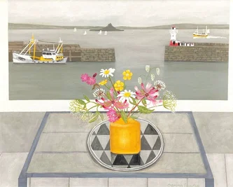 Yellow Vase, Wild Flowers and Lighthouse