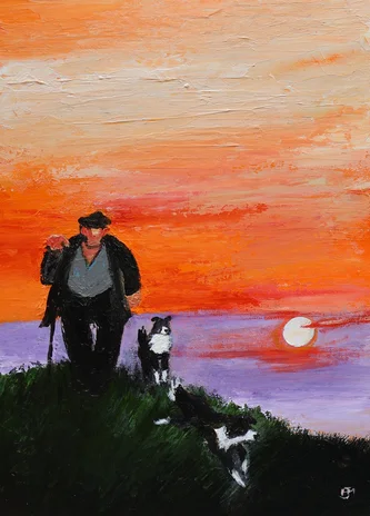 British Artist HEATHER MOSELEY - Colourful Sunset