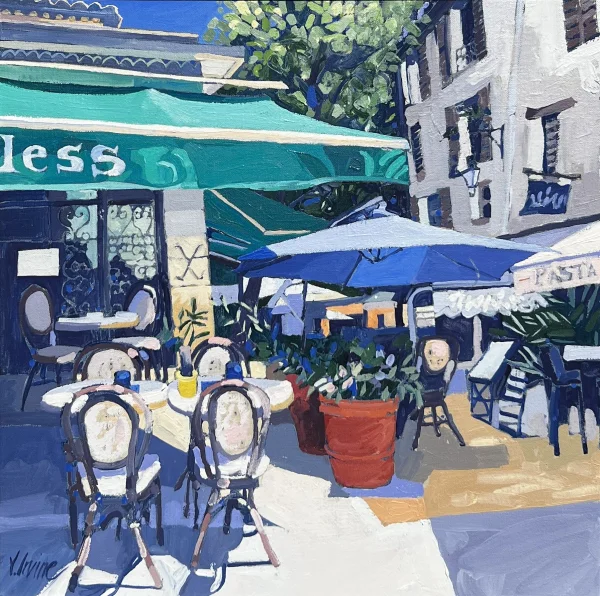 Scottish Artist JENNIFER IRVINE - Blue Parasols, Vence, Provence