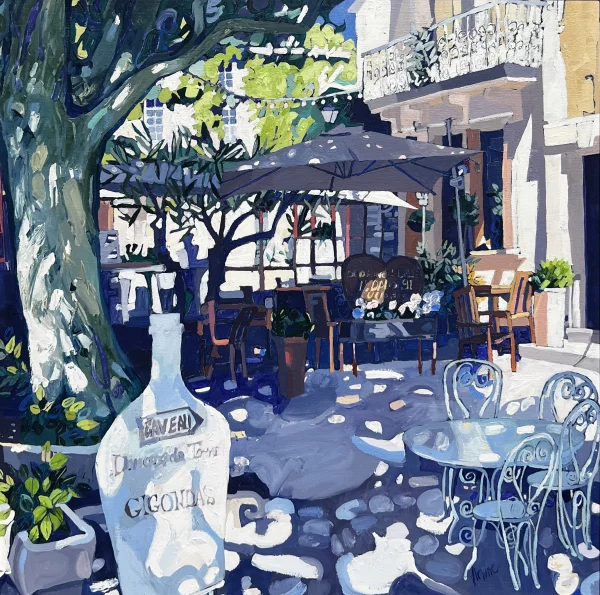 Scottish Artist JENNIFER IRVINE - Cafe tables, Gigondas, Provence