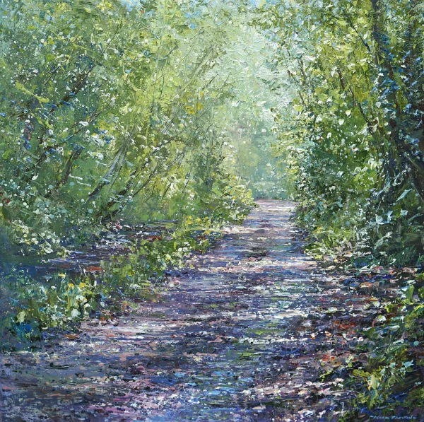 British Artist MARK PRESTON - Dappled Light, Prathall Lane